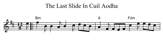 The Last Slide In Cuil Aodha - staff notation