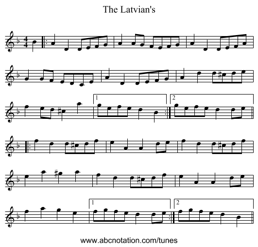 The Latvian's - staff notation