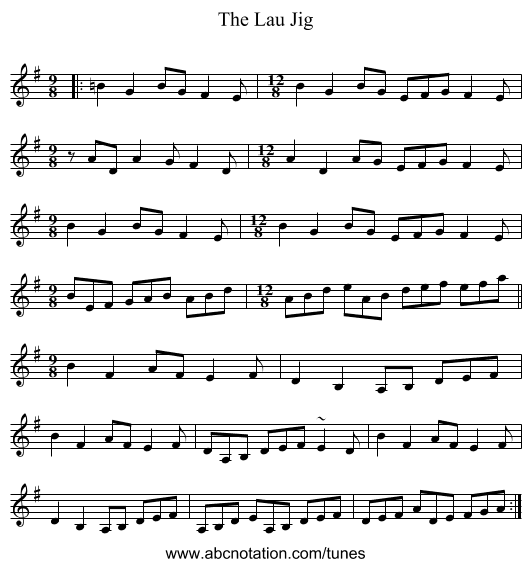 The Lau Jig - staff notation