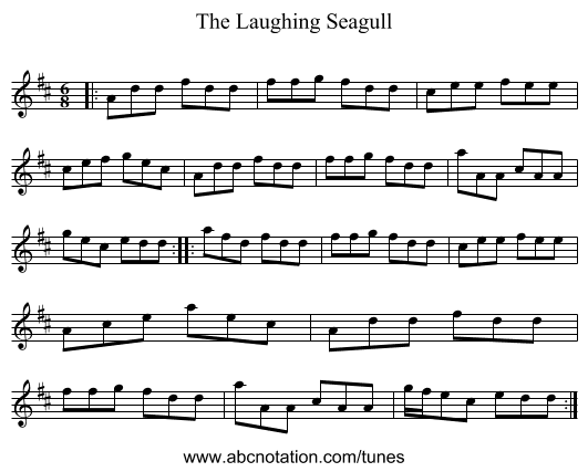 The Laughing Seagull - staff notation