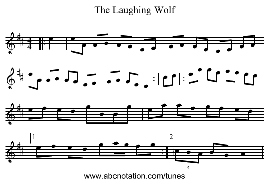 The Laughing Wolf - staff notation