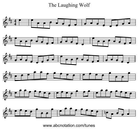 The Laughing Wolf - staff notation