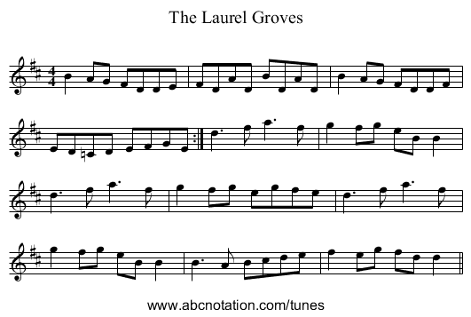 The Laurel Groves - staff notation