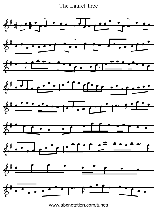 The Laurel Tree - staff notation