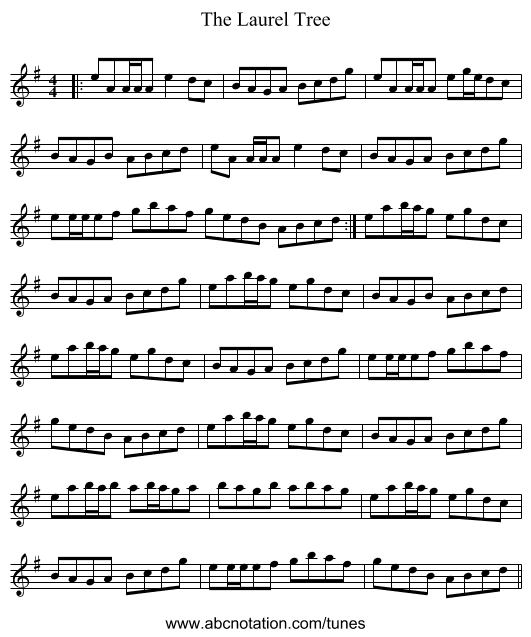 The Laurel Tree - staff notation