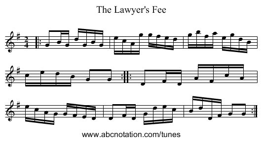 The Lawyer's Fee - staff notation