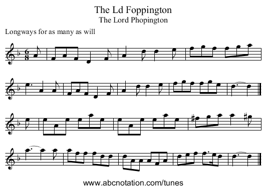 The Ld Foppington - staff notation