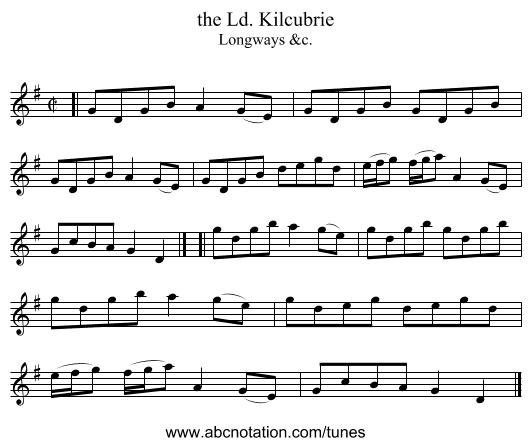 the Ld. Kilcubrie - staff notation