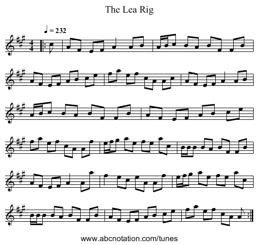 The Lea Rig - staff notation