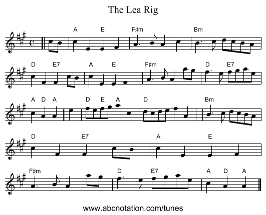The Lea Rig - staff notation