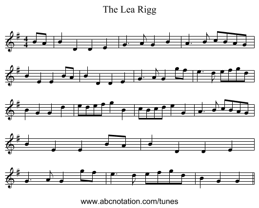 The Lea Rigg - staff notation