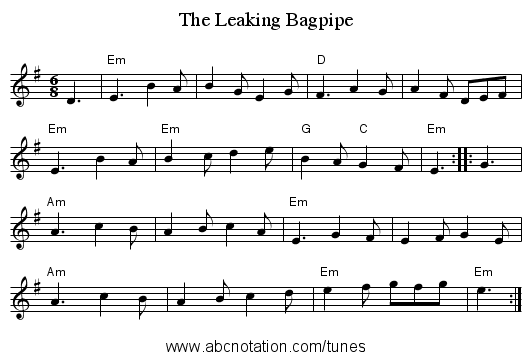The Leaking Bagpipe - staff notation
