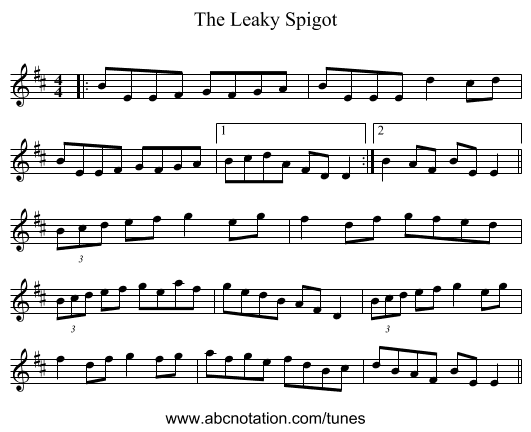 The Leaky Spigot - staff notation
