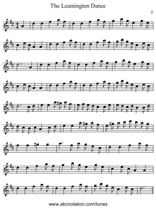 The Leamington Dance - staff notation