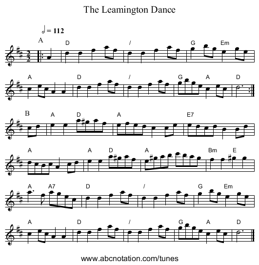 The Leamington Dance - staff notation