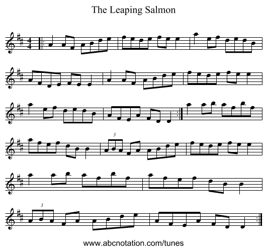 The Leaping Salmon - staff notation