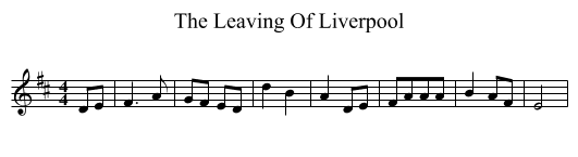 The Leaving Of Liverpool - staff notation