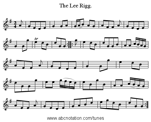 The Lee Rigg. - staff notation