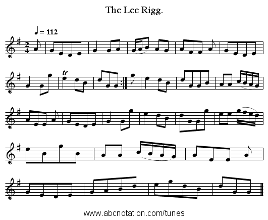 The Lee Rigg. - staff notation