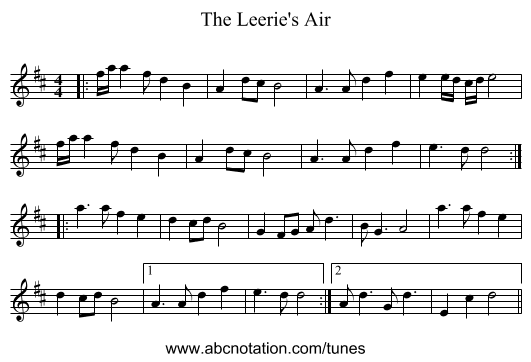 The Leerie's Air - staff notation