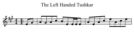 The Left Handed Tushkar - staff notation