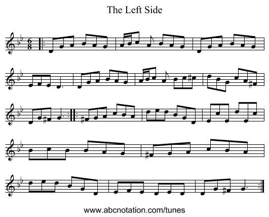 The Left Side - staff notation