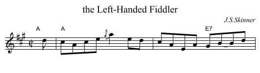 the Left-Handed Fiddler - staff notation
