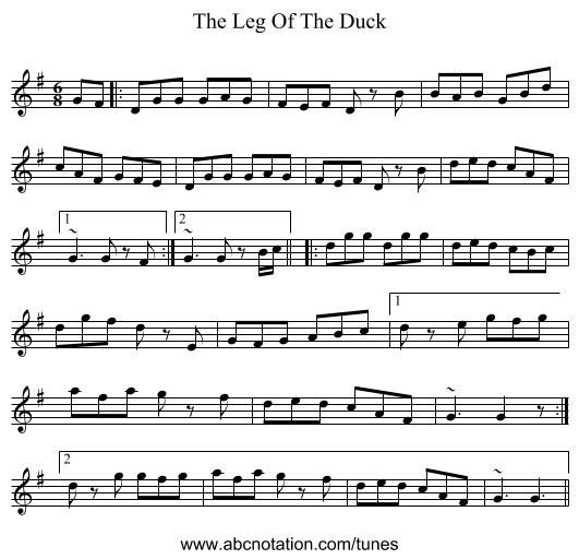 The Leg Of The Duck - staff notation