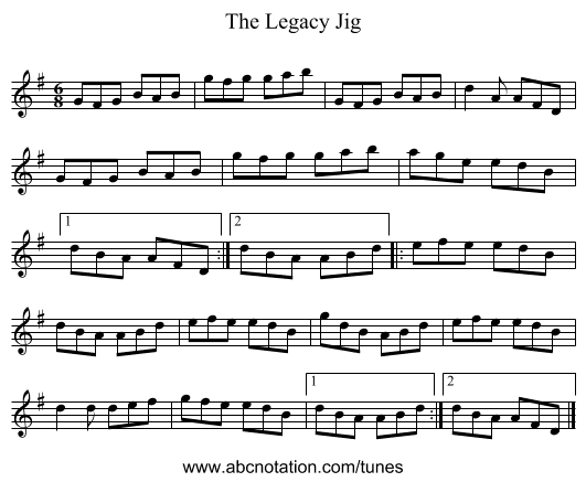 The Legacy Jig - staff notation