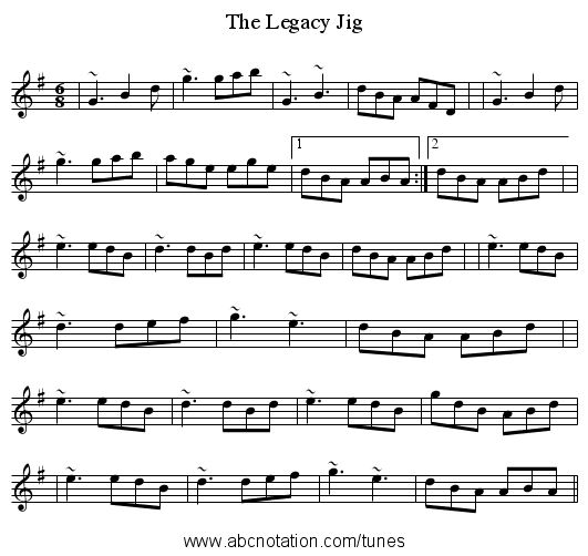 The Legacy Jig - staff notation