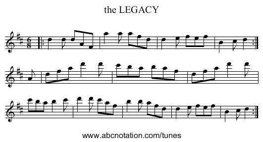 the LEGACY - staff notation