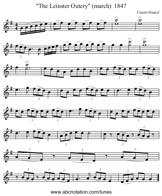 The Leinster Outcry (march)  1847 - staff notation
