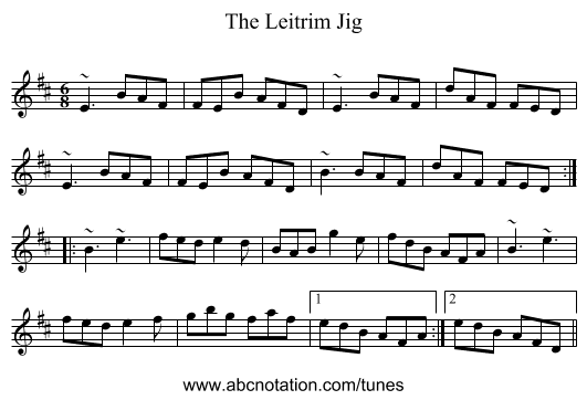 The Leitrim Jig - staff notation