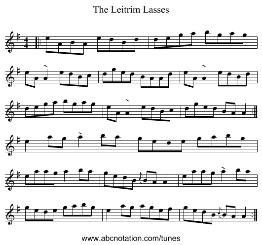 The Leitrim Lasses - staff notation