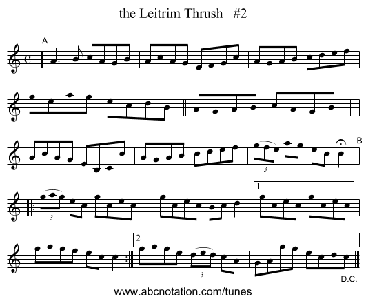 the Leitrim Thrush #2 - staff notation