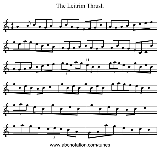 The Leitrim Thrush - staff notation