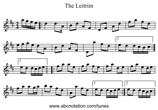 The Leitrim - staff notation