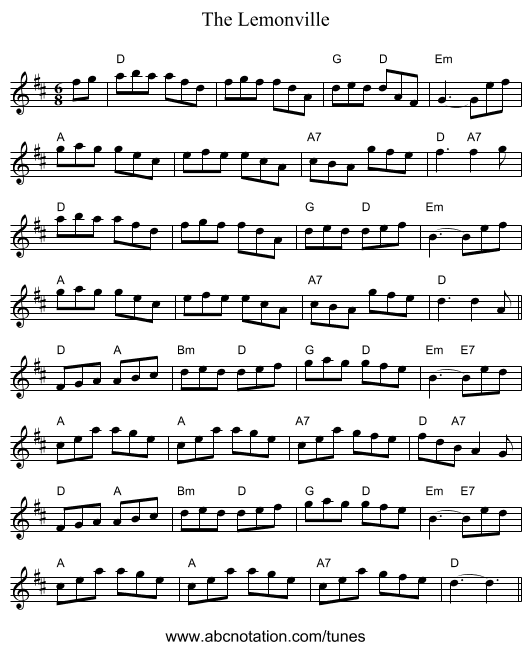 The Lemonville - staff notation