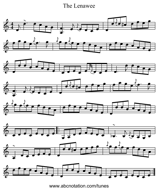 The Lenawee - staff notation