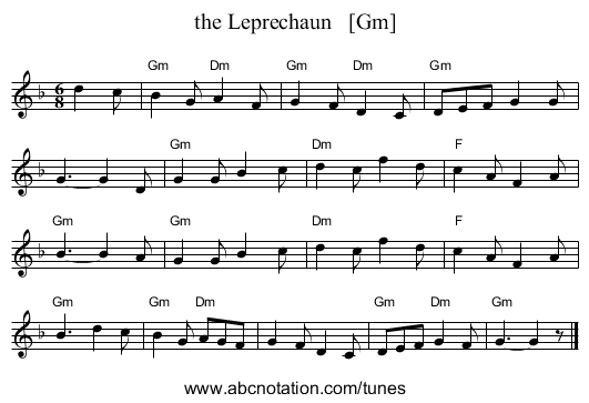 the Leprechaun   [Gm] - staff notation