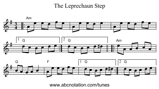 The Leprechaun Step - staff notation