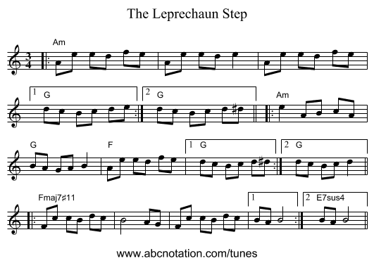 The Leprechaun Step - staff notation