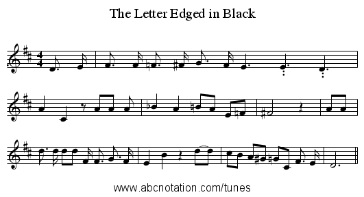 The Letter Edged in Black - staff notation