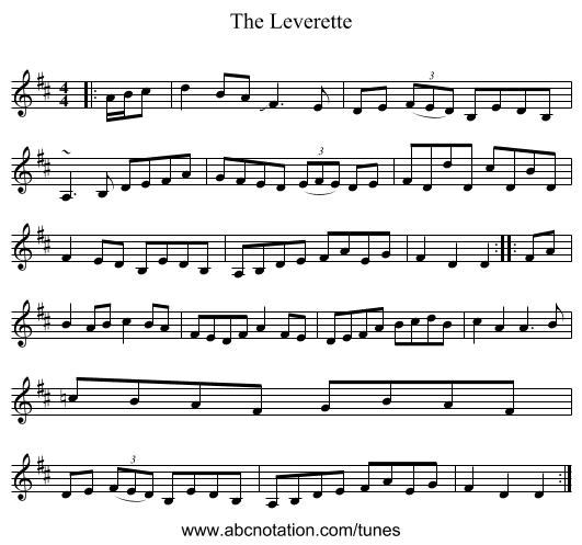 The Leverette - staff notation
