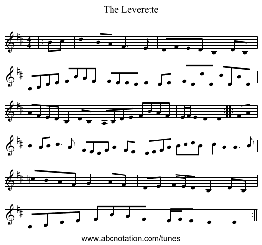 The Leverette - staff notation