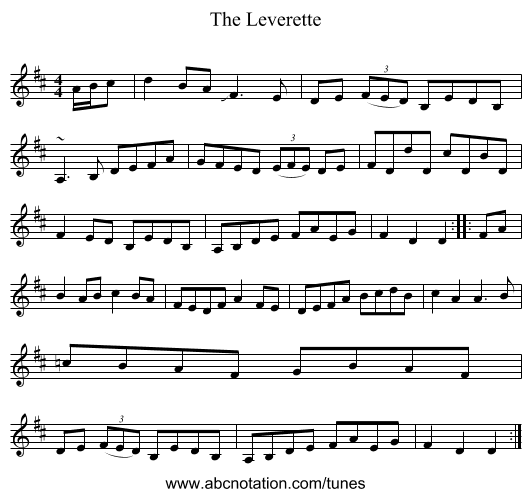The Leverette - staff notation