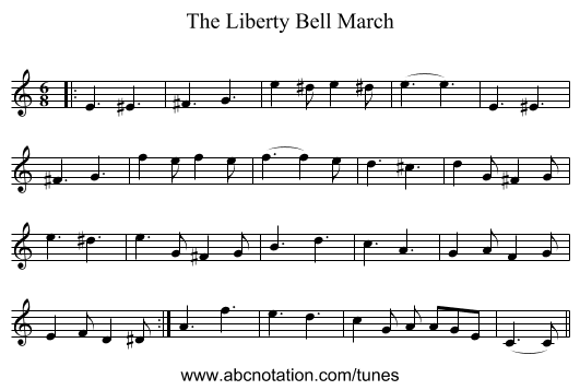 The Liberty Bell March - staff notation