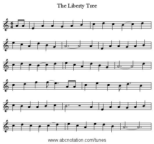 The Liberty Tree - staff notation