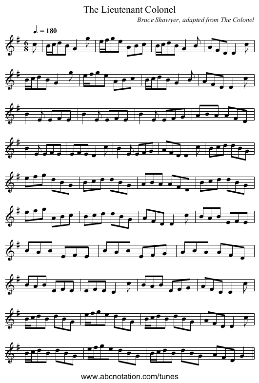 The Lieutenant Colonel - staff notation