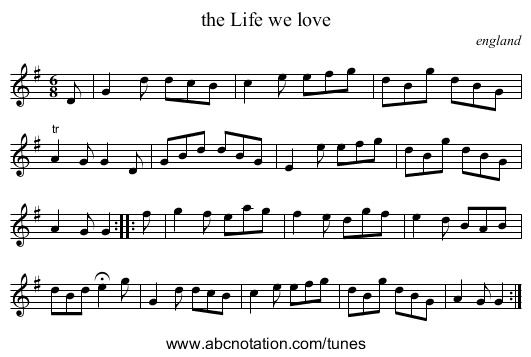 the Life we love - staff notation